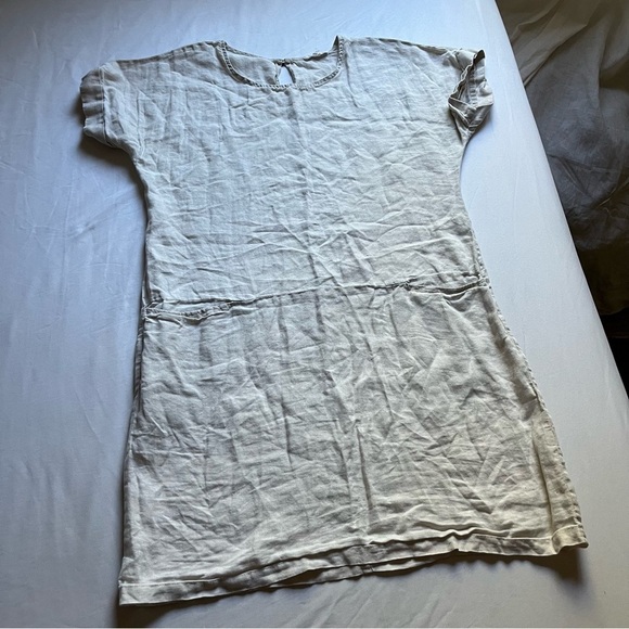 IT IS WELL LA tan linen short sleeve mini dress - Picture 1 of 6